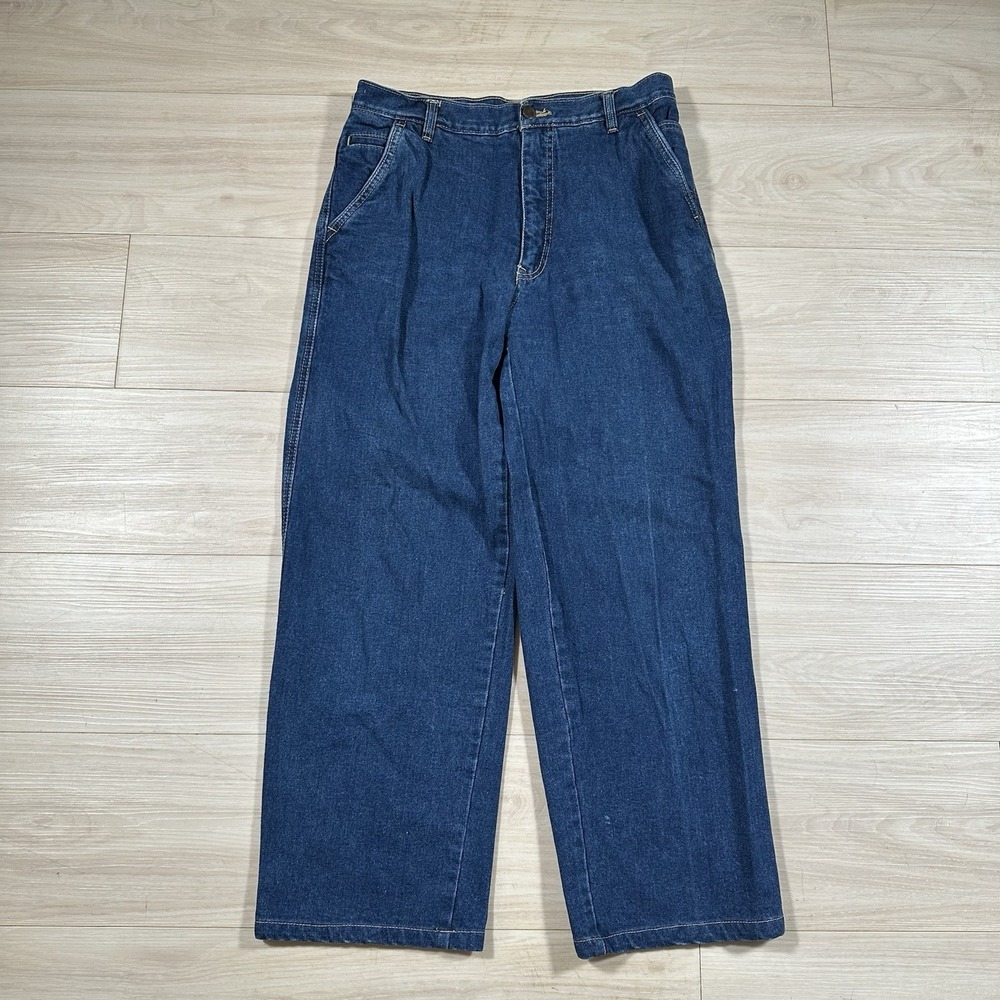 Vintage Big Mouth Jeans 30x27 High Rise Retro 80s Dark Wash Denim Straight Leg
